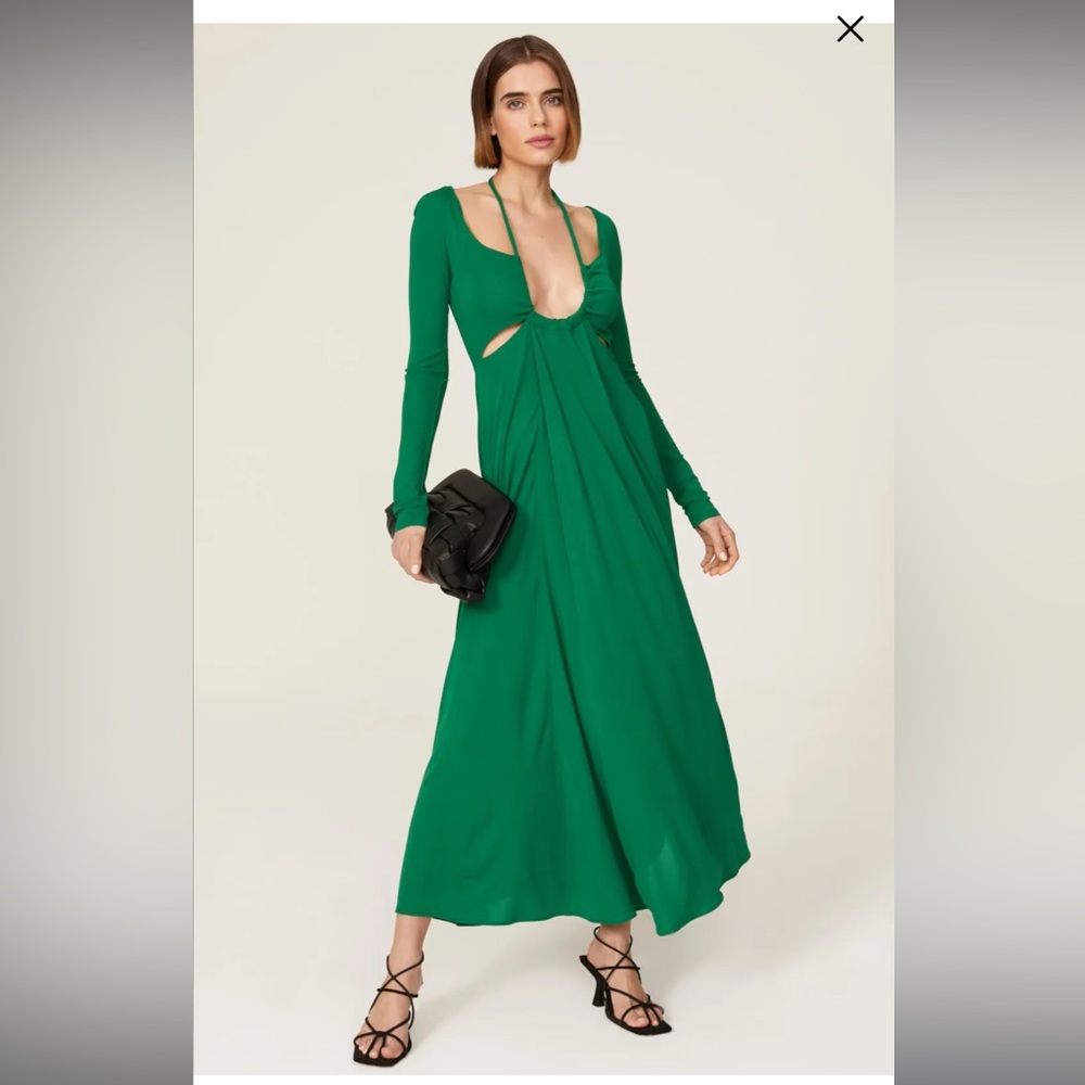 $1,590 Proenza Schouler Green Matte Halter Dress